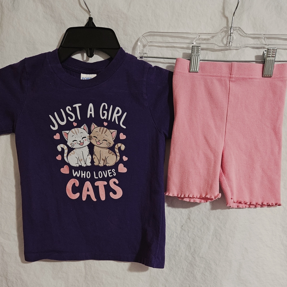 Charming Kids 4T Purple T-shirt w/Cat Design and  PurplPink